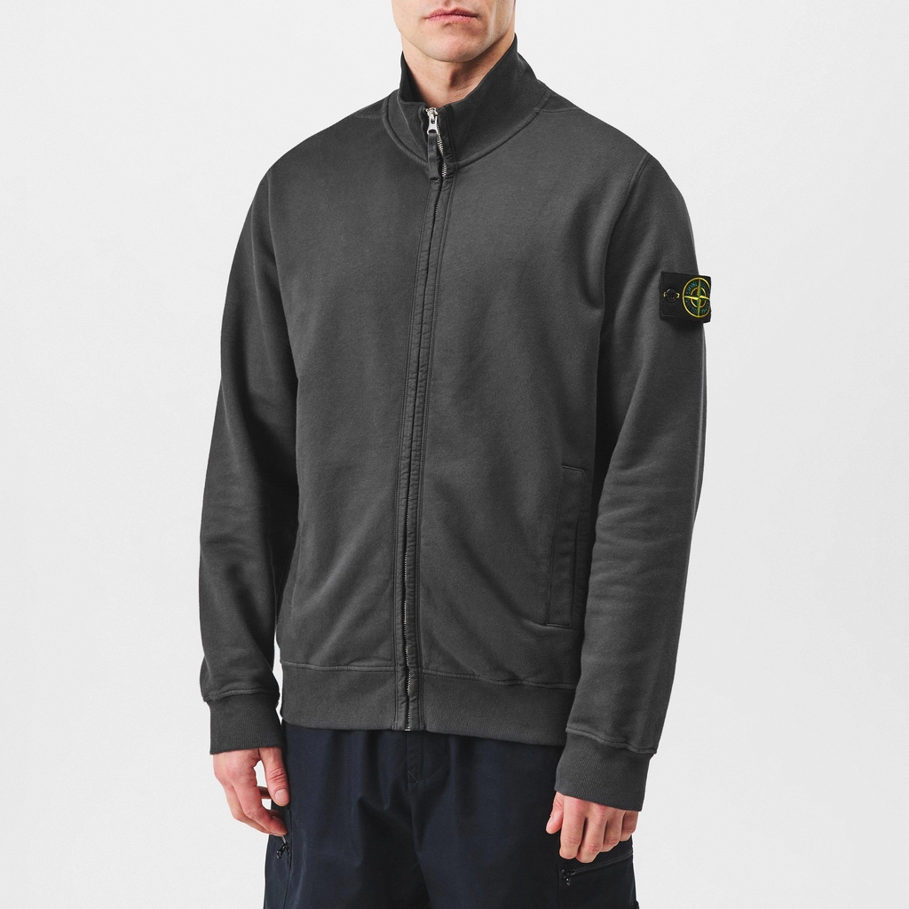 Stone Island Organic Full Zip Sweatshirt - Lead Grey V0062